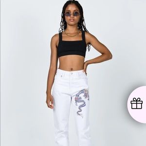 Princess Polly White Dragon Pants Size 4